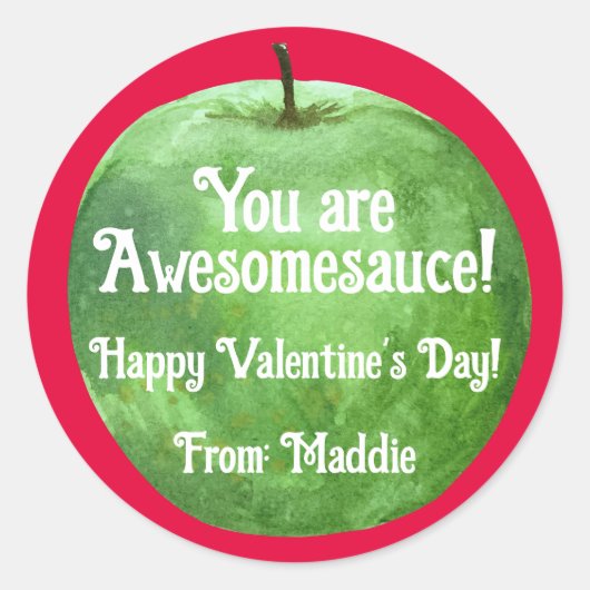 Sticker Rond Vous êtes Awesomesauce ! Applesauce Saint-Valentin (Devant)