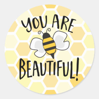 Sticker Rond Vous êtes Beau chevalet rond d'abeille mignonne