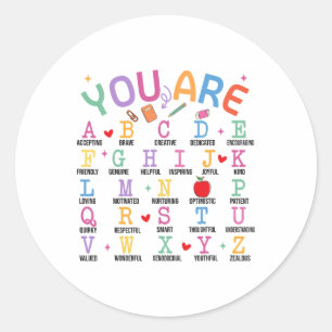 Sticker Rond Vous êtes des lettres Alphabet Apprendre Abcs Insp