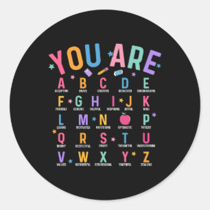 Sticker Rond Vous êtes des lettres Alphabet Apprendre Abcs Insp