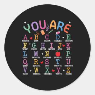 Sticker Rond Vous êtes des lettres Alphabet Apprendre Abcs Insp