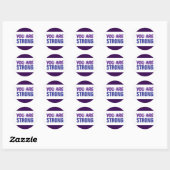 Sticker Rond Vous êtes Forte Violet Bleu Persist Encourageur (Feuille)