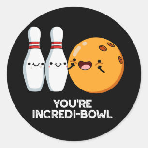 Sticker Rond Vous êtes Intensidi-bol Funny Bowling Pun Dark BG