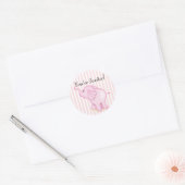 Sticker Rond Vous êtes invité Baby shower d'éléphant rose (Enveloppe)