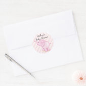 Sticker Rond Vous êtes invité Baby shower d'éléphant rose (Enveloppe)
