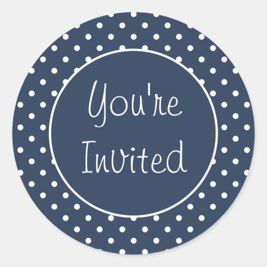 Sticker Rond Vous êtes invité Gris Polka Enveloppe Sceau (Devant)