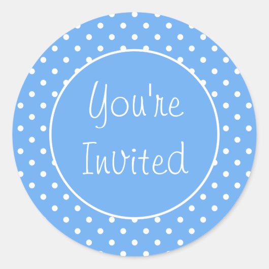Sticker Rond Vous êtes invité Pale Blue Polka Enveloppe Seal (Devant)