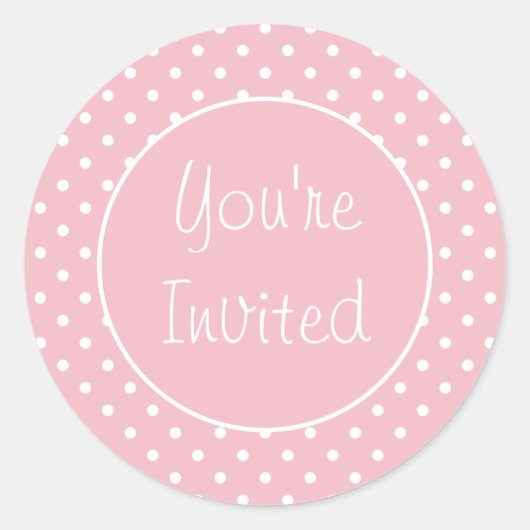Sticker Rond Vous êtes invité Pale Rose Polka Enveloppe Sceau (Devant)