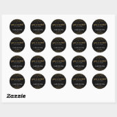 Sticker Rond Vous êtes Invited Party Gold Black Confetti Annive (Feuille)