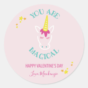 Sticker Rond Vous êtes jour de Valentines magique de licorne