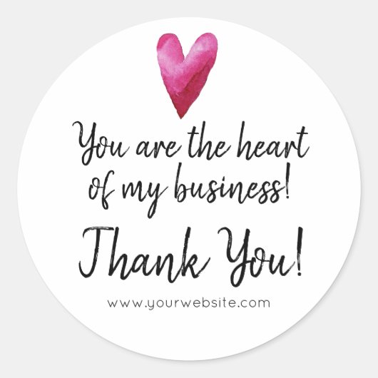 Sticker Rond Vous êtes le coeur de mon Merci d'affaires (Devant)