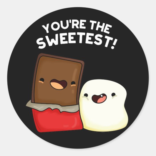 Sticker Rond Vous êtes le plus mignon jeu de snacks Dark BG (Devant)