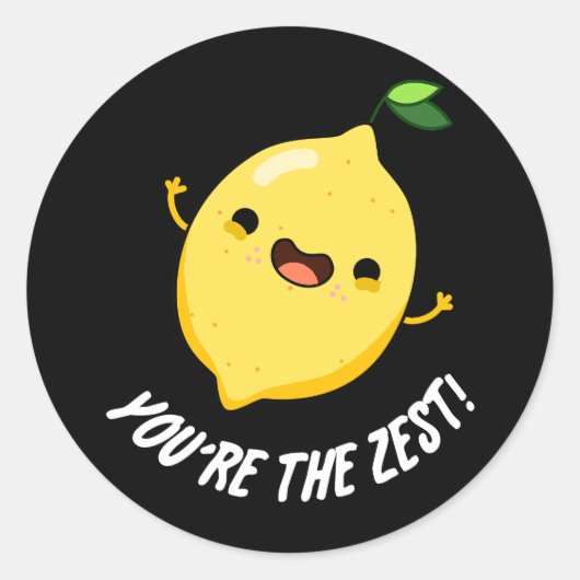Sticker Rond Vous êtes le Zest Funny Lemon Pun Dark BG (Devant)