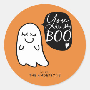 Sticker Rond Vous êtes mes HUEZ ! fantôme mignon de   Hallowe