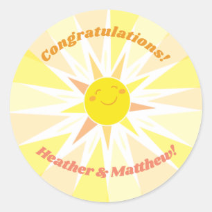 Sticker Rond Vous êtes mon Baby shower Sunshine