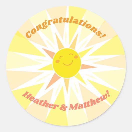 Sticker Rond Vous êtes mon Baby shower Sunshine (Devant)