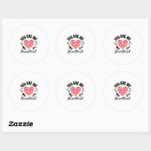 Sticker Rond Vous Êtes Mon Coeur Brise Design (Feuille)
