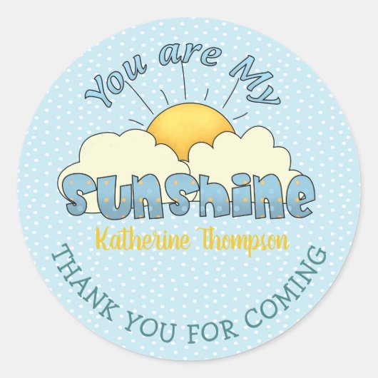 Sticker Rond Vous êtes mon soleil Bébé Garçon Douche (Devant)