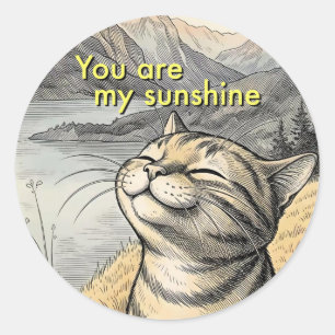 Sticker Rond Vous êtes mon soleil Enveloppe Happy Cat, paquet