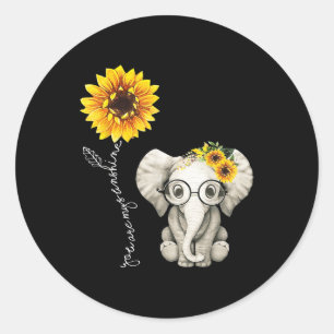 Sticker Rond Vous Êtes Mon Sunshine Hippie Sunflower Elephant C