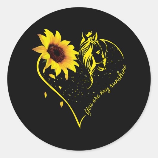 Sticker Rond Vous Êtes Mon Sunshine Tournesol Et Cheval (Devant)