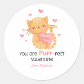 Sticker Rond Vous Êtes Purr-Fect Valentine Kids Classroom (Devant)