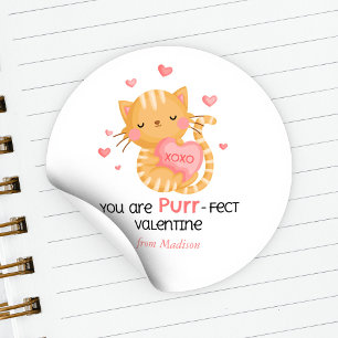 Sticker Rond Vous Êtes Purr-Fect Valentine Kids Classroom