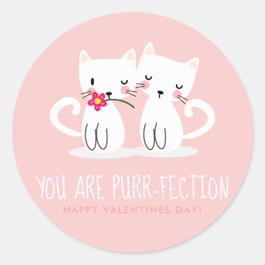 Sticker Rond Vous Êtes Purr-Fection Belle Chats Saint-Valentin (Devant)
