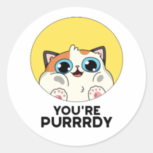 Sticker Rond Vous êtes Purrdy Funny Cat Pun