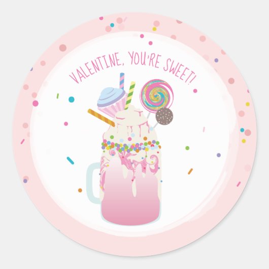 Sticker Rond Vous êtes Sweet Valentine Crazy Milkshake Sprinkle (Devant)