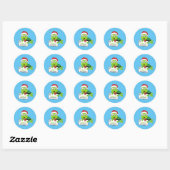 Sticker Rond Vous Êtes Turtley Awesome Funny Turtle Puns Bleu (Feuille)