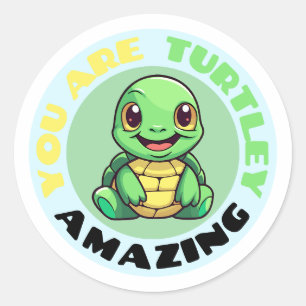 Sticker Rond Vous Êtes Turtley Extraordinaire Mignonne Tortue