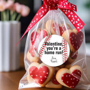 Sticker Rond Vous êtes un home Run Baseball Valentine Favor