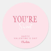 Sticker Rond Vous êtes une carte Heureuse Sainte-Valentin douce (Devant)