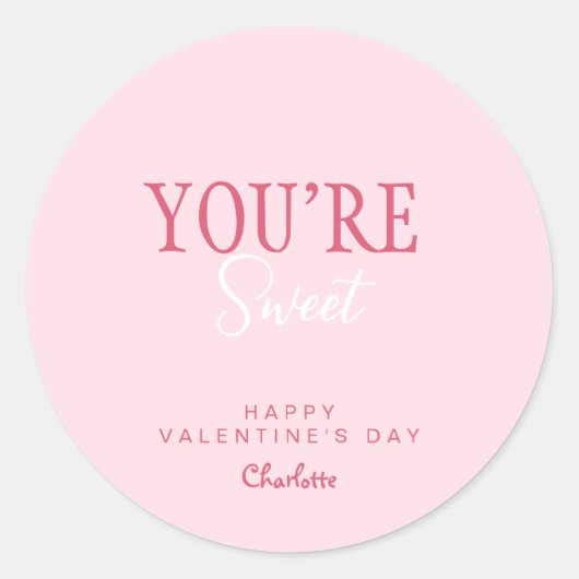 Sticker Rond Vous êtes une carte Heureuse Sainte-Valentin douce (Devant)