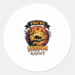 Sticker Rond Vous Me Faites Craindre Halloween Chat Noir Pleine
