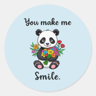 Sticker Rond Vous me faites sourire Panda mignon