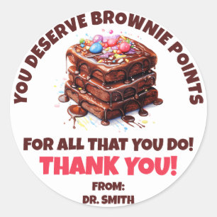 Sticker Rond Vous Méritez Les Points Brownie ! Merci Gift
