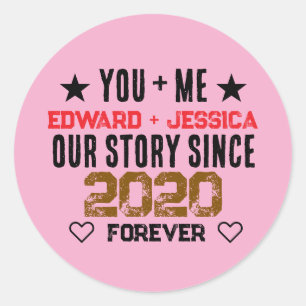 Sticker Rond Vous + Moi Notre Histoire Personnalisée de Couple