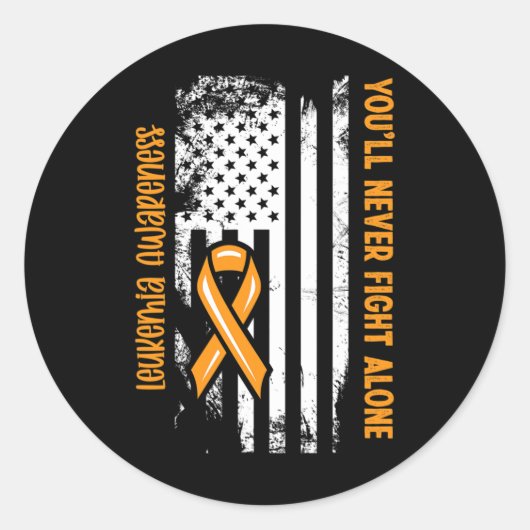 Sticker Rond Vous ne lutterez jamais seul Cancer du Sang Leukem (Devant)