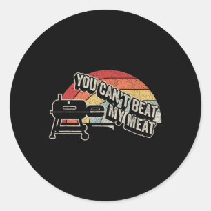 Sticker Rond Vous ne pouvez pas battre ma viande Rétro Bbq Pit