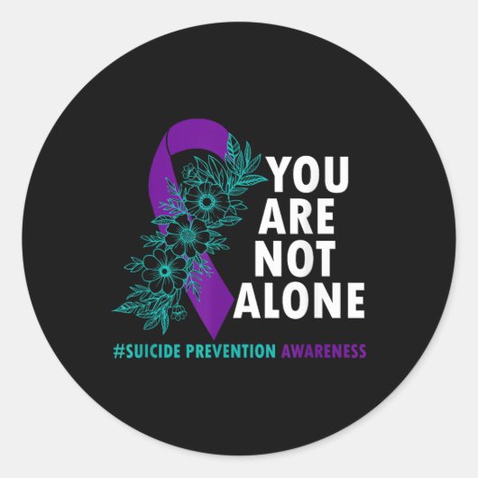 Sticker Rond Vous n'êtes pas seul - Mois de la sensibilisation (Devant)