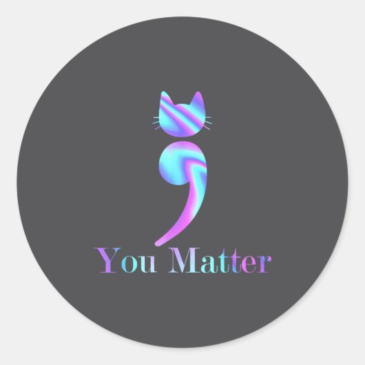 Sticker Rond Vous point-virgule Chat Suicide Sensibilisation à (Devant)