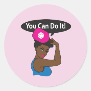 Sticker Rond Vous pouvez le faire. Rosie Pickleball (B)