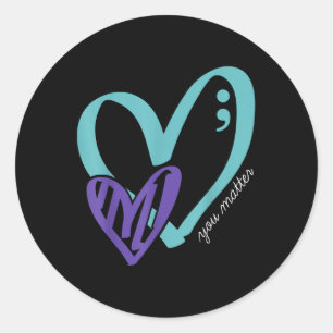 Sticker Rond Vous Prévention du suicide Sensibilisation Turquoi