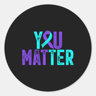 Sticker Rond Vous Problème - Prévention du suicide Turquoise Pu