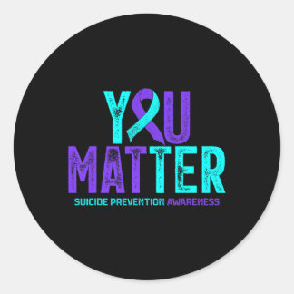 Sticker Rond Vous Problème - Prévention du suicide Turquoise Pu