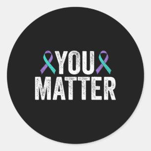 Sticker Rond Vous Problème - Prévention du suicide Turquoise Pu