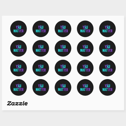 Sticker Rond Vous Problème Prévention Suicide Turquoise Purple (Feuille)