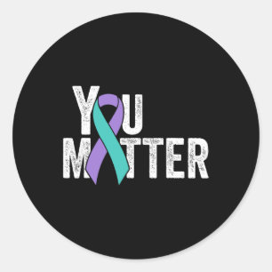 Sticker Rond Vous Problème Prévention Suicide Turquoise Purple